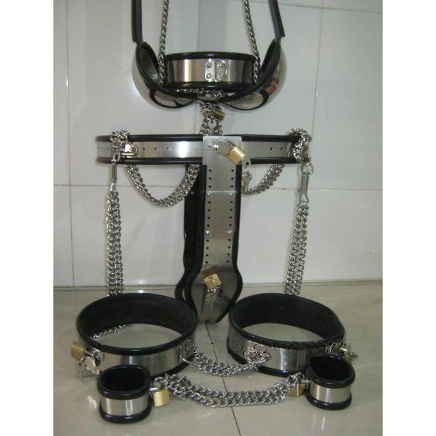 Male Stainless Steel Chastity Belt Device Bra Handcuffs Thigh