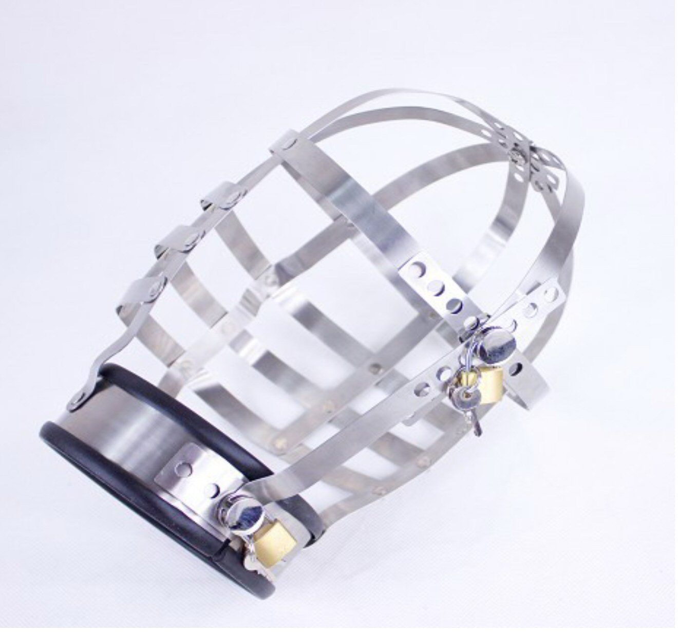 Stainless Steel pony cage, with collar | Dotty Midnight