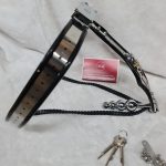 Chastity Belt w/ Split Rear Chain and Plug (Female, Black) - Image 4