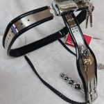 Chastity Belt w/ Split Rear Chain and Plug (Female, Black)