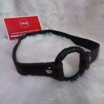 Leather Wrapped Metal Ring Ball Gag with Red Stitching - Image 6