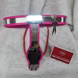 Chastity Belt w/ Thigh Cuffs & 2 Plugs (Female, Pink)