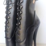 BLACK LEATHER Ankle High Ballet Boots - Image 3