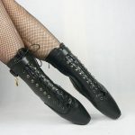 BLACK LEATHER Ankle High Ballet Boots - Image 8