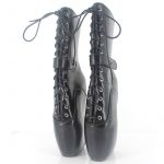 Black Locking Leather Ankle High Pony Ballet Boots - Image 3