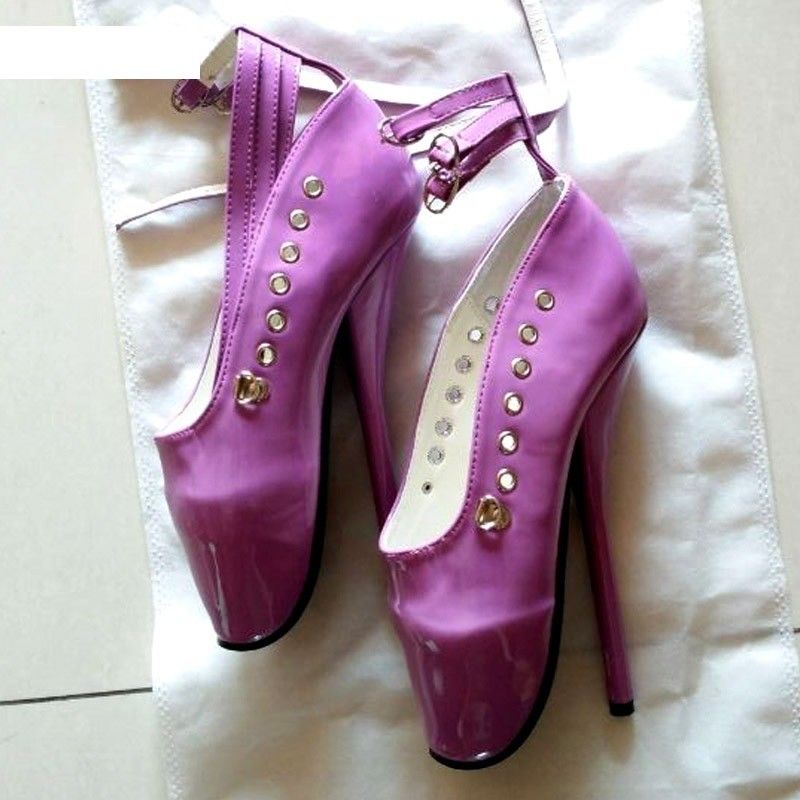 Purple Pvc Ankle High Ballet Boots With Straps | Dotty After Midnight