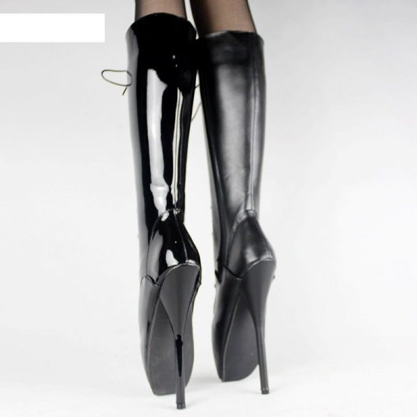 Black Leather Knee High Ballet Boots | Dotty After Midnight