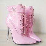 Pink PVC Ankle High Locking Shoes