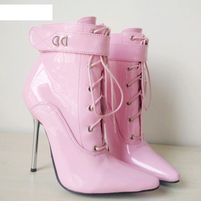 Pink PVC Ankle High Locking Shoes | Dotty After Midnight