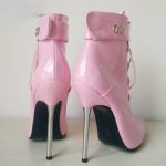 Pink PVC Ankle High Locking Shoes - Image 2