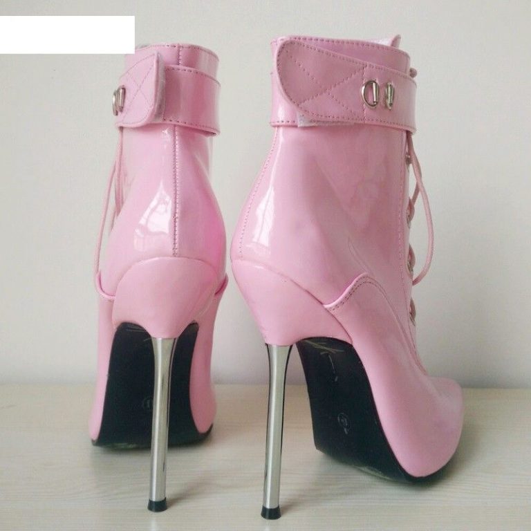 Pink PVC Ankle High Locking Shoes | Dotty After Midnight