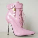 Pink PVC Ankle High Locking Shoes - Image 3