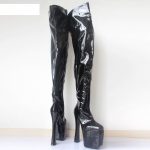 Black PVC Thigh High Platform Boots - Image 2