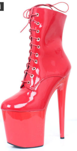 Red PVC Ankle High Boots | Dotty After Midnight