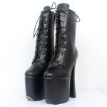 Black Leather Ankle High Locking Boots - Image 2