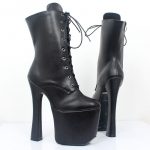 Black Leather Ankle High Locking Boots - Image 4