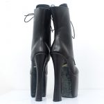 Black Leather Ankle High Locking Boots - Image 3