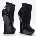 Black pvc Ankle High Heel Ballet Boots - Image 4