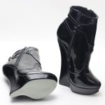 Black pvc Ankle High Heel Ballet Boots - Image 3