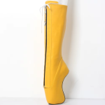 Yellow Locking Leather Knee High Locking Pony Ballet Boots