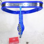 Chastity Belt w/ Single Chain plug (Female, Blue) - Image 6