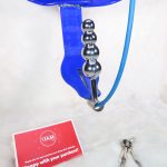 Chastity Belt w/ Single Chain plug (Female, Blue) - Image 7
