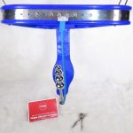 Chastity Belt w/ Single Chain plug (Female, Blue) - Image 8