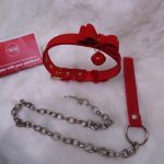 Red Plush Bell Collar - Image 6