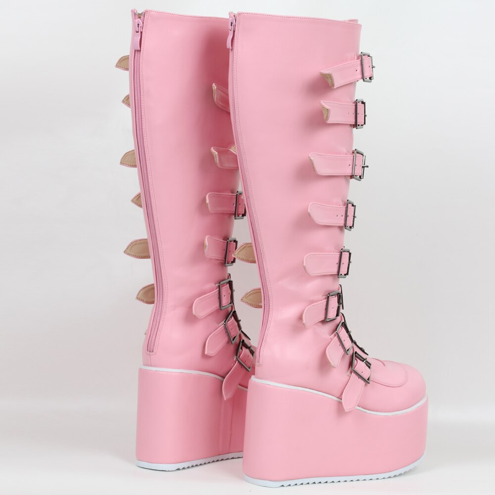 Baby Pink Goth Knee High Boots | Dotty After Midnight