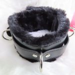 Fluffy Faux Leather D-Ring Collar w/ Lock - Image 9