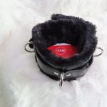 Fluffy Faux Leather D-Ring Collar w/ Lock - Image 8