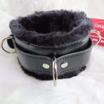Fluffy Faux Leather D-Ring Collar w/ Lock - Image 7