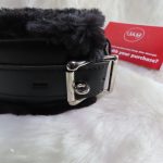 Fluffy Faux Leather D-Ring Collar w/ Lock - Image 5