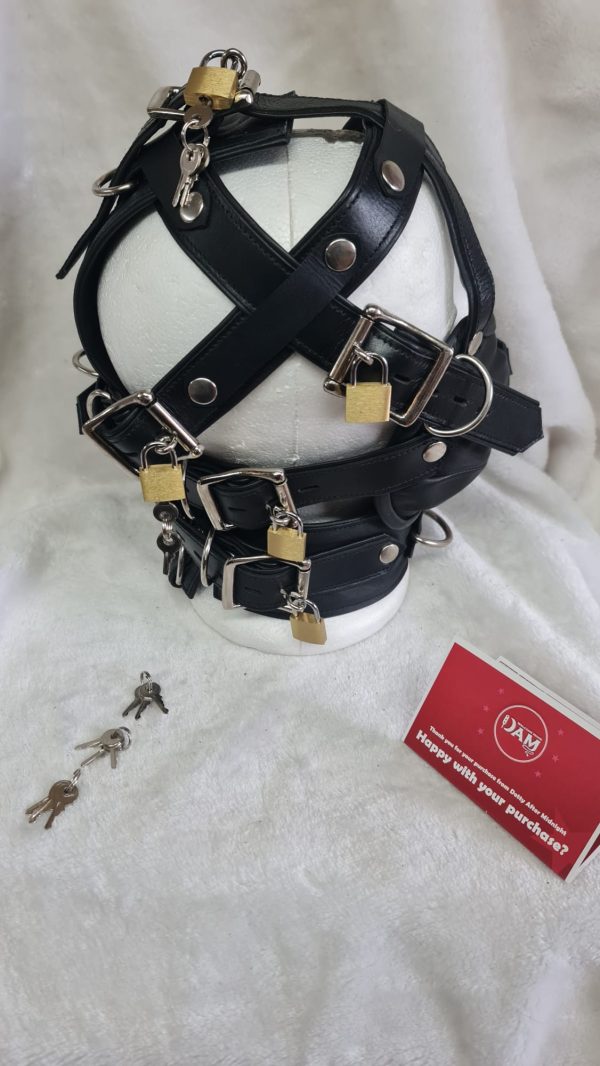 Real Leather muzzle mask Harness in soft leather (Black) | Dotty After ...