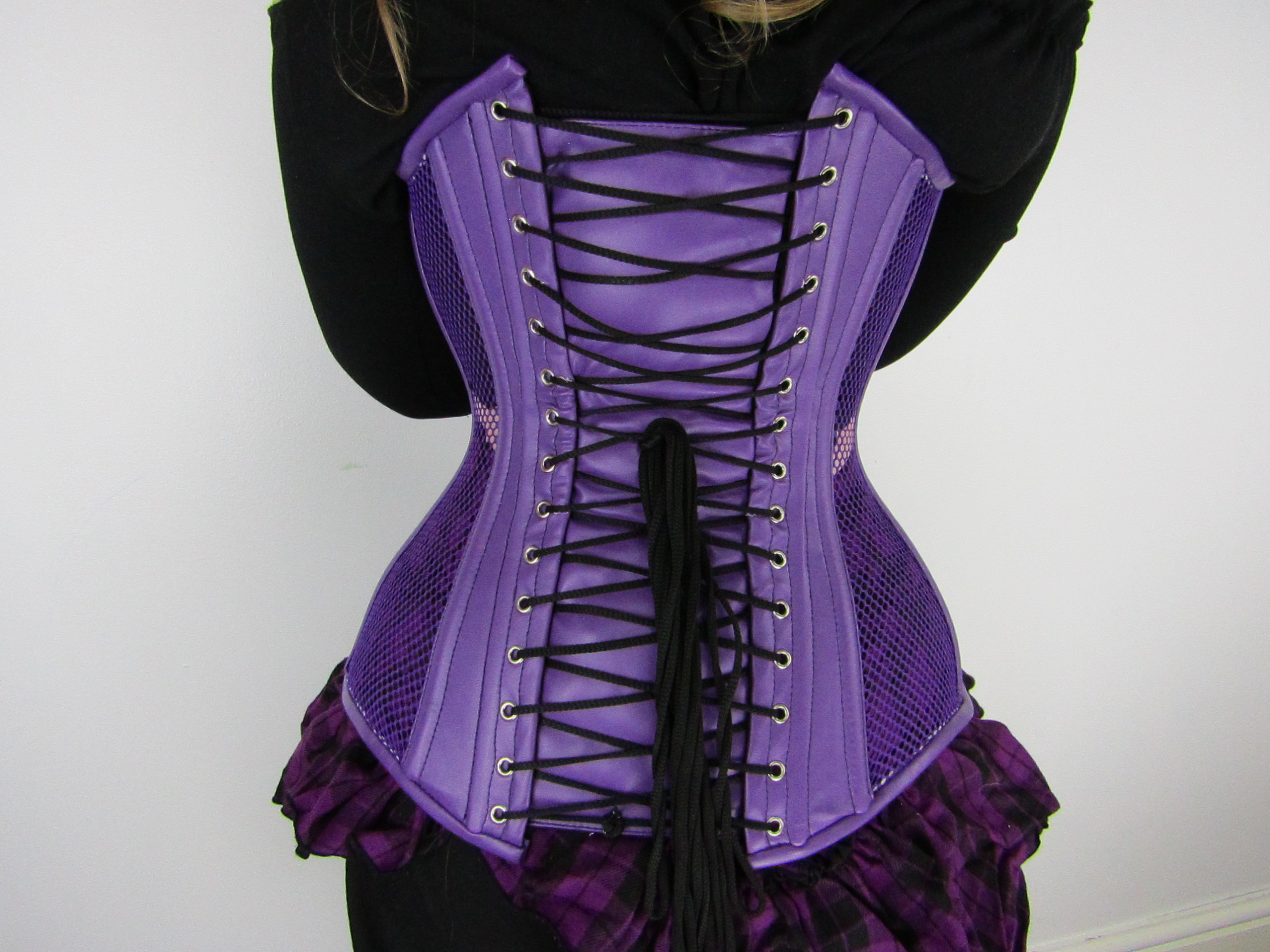 Custom DOUBLE Mesh and Leather OVERBUST Corset | Dotty After Midnight