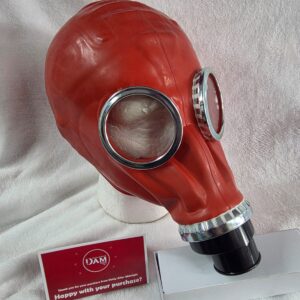 Gas Mask RED fetish hood glass eyes