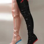 Thigh High Pony Boots Boots with Cross - Image 3