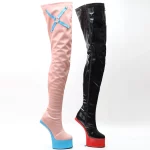 Thigh High Pony Boots Boots with Cross - Image 7
