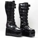 Black Patent Goth Knee High Boots