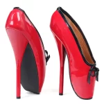 Red PVC Ankle High Pony Ballet Shoes Boots - Image 2