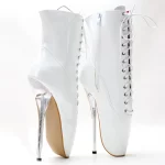 White PVC WITH Cream Sole Ankle High Ballet Boots