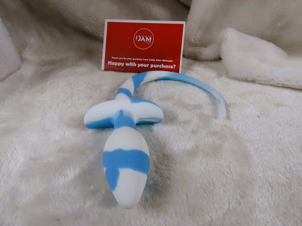 Puppy Play Butt plug Tail (Light Blue and White) - Image 2