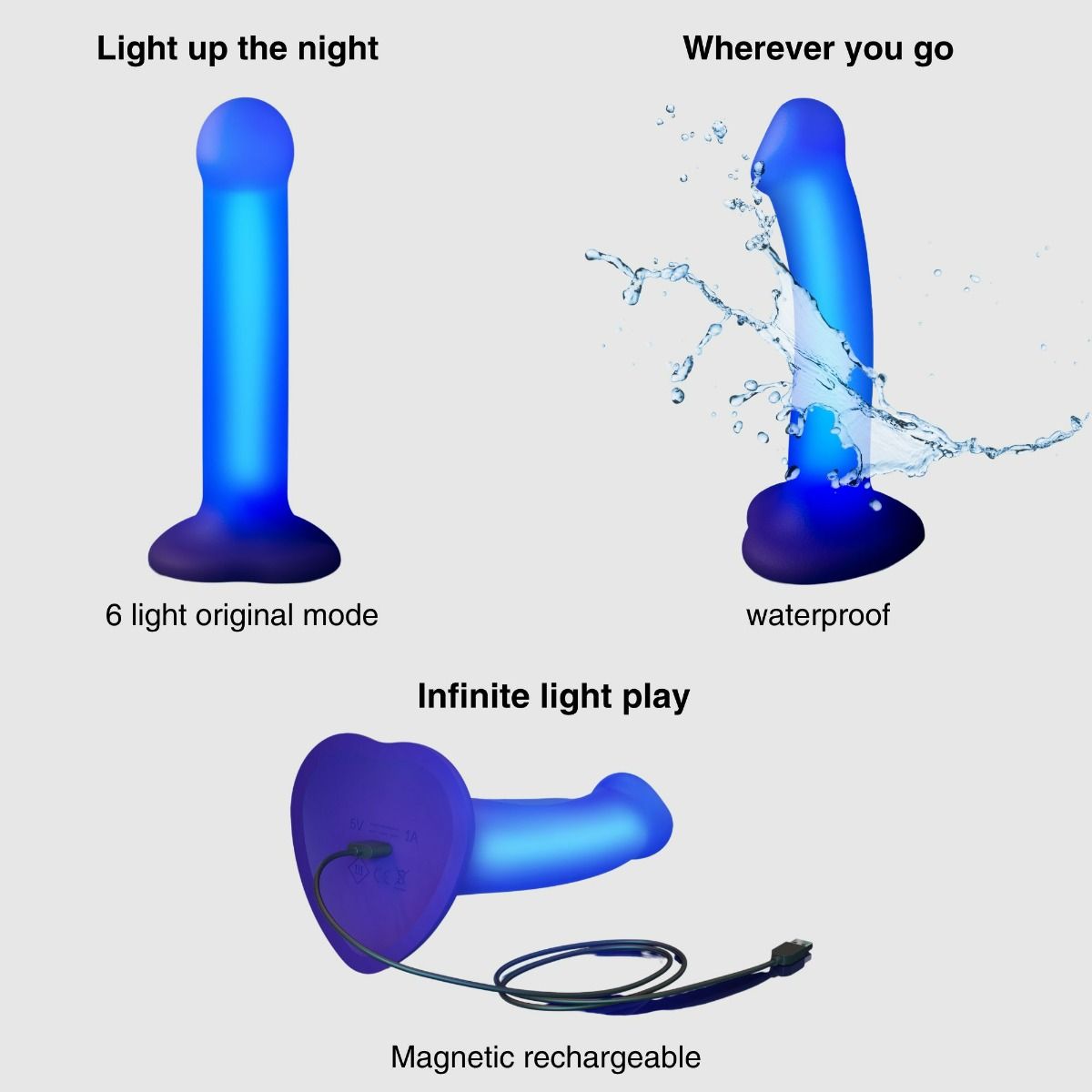 Strap On Me - Glow-LED Dildo Purple - Image 2