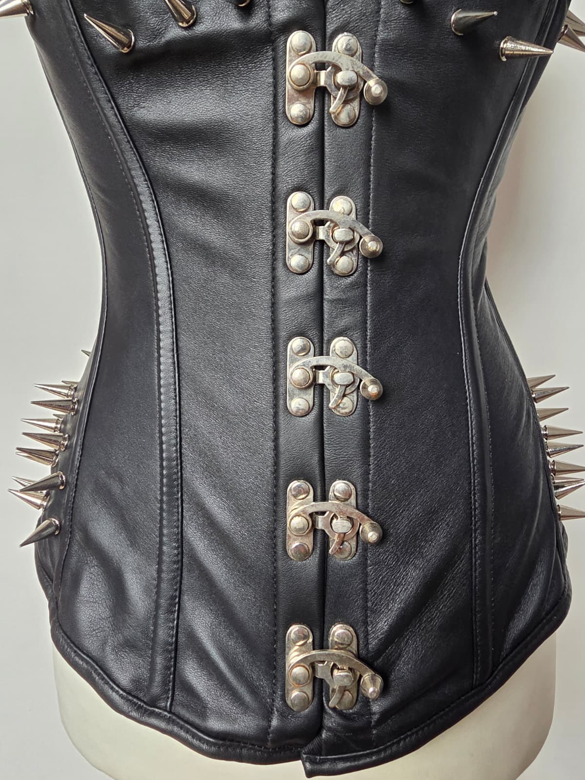 Custom Made Leather Overbust Corset Metal Spikes - Image 9