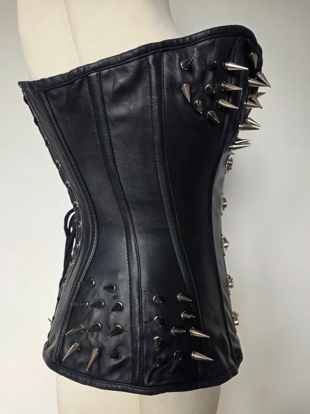 Custom Made Leather Overbust Corset Metal Spikes - Image 8