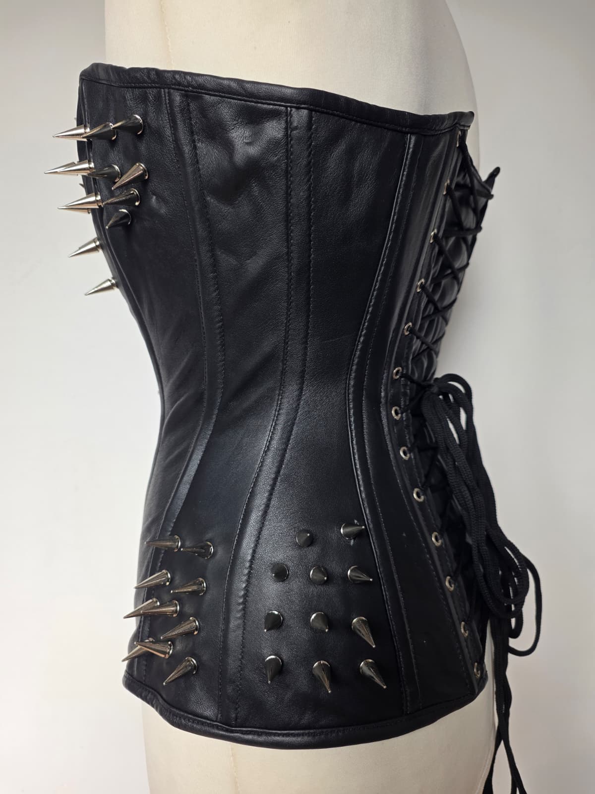 Custom Made Leather Overbust Corset Metal Spikes - Image 7