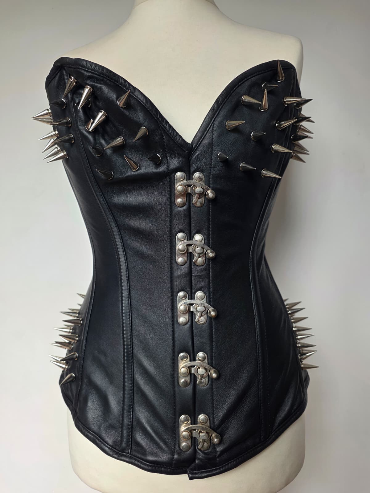 Custom Made Leather Overbust Corset Metal Spikes - Image 6