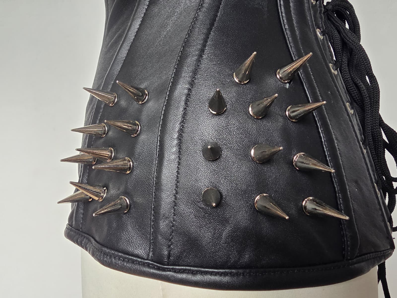 Custom Made Leather Overbust Corset Metal Spikes - Image 5