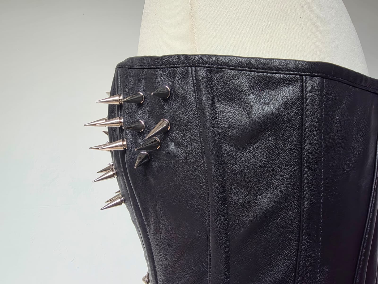 Custom Made Leather Overbust Corset Metal Spikes - Image 4