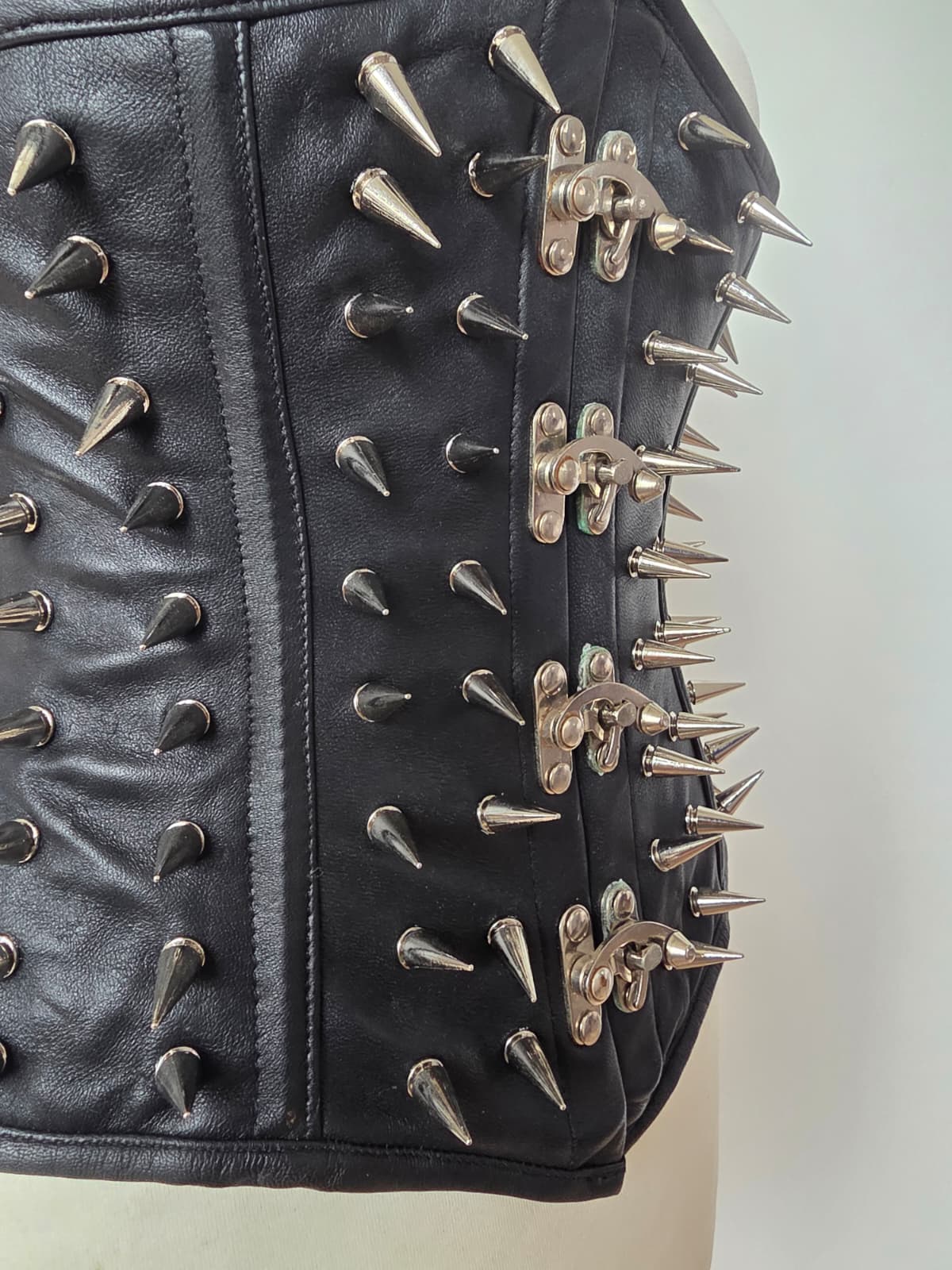 Custom Made Leather Long Line Underbust with Metal Spikes - Image 5